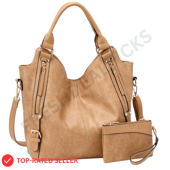 PU Leather Hobo Tote Bag Elegant Minimal Chic Adjustable Shoulder Strap